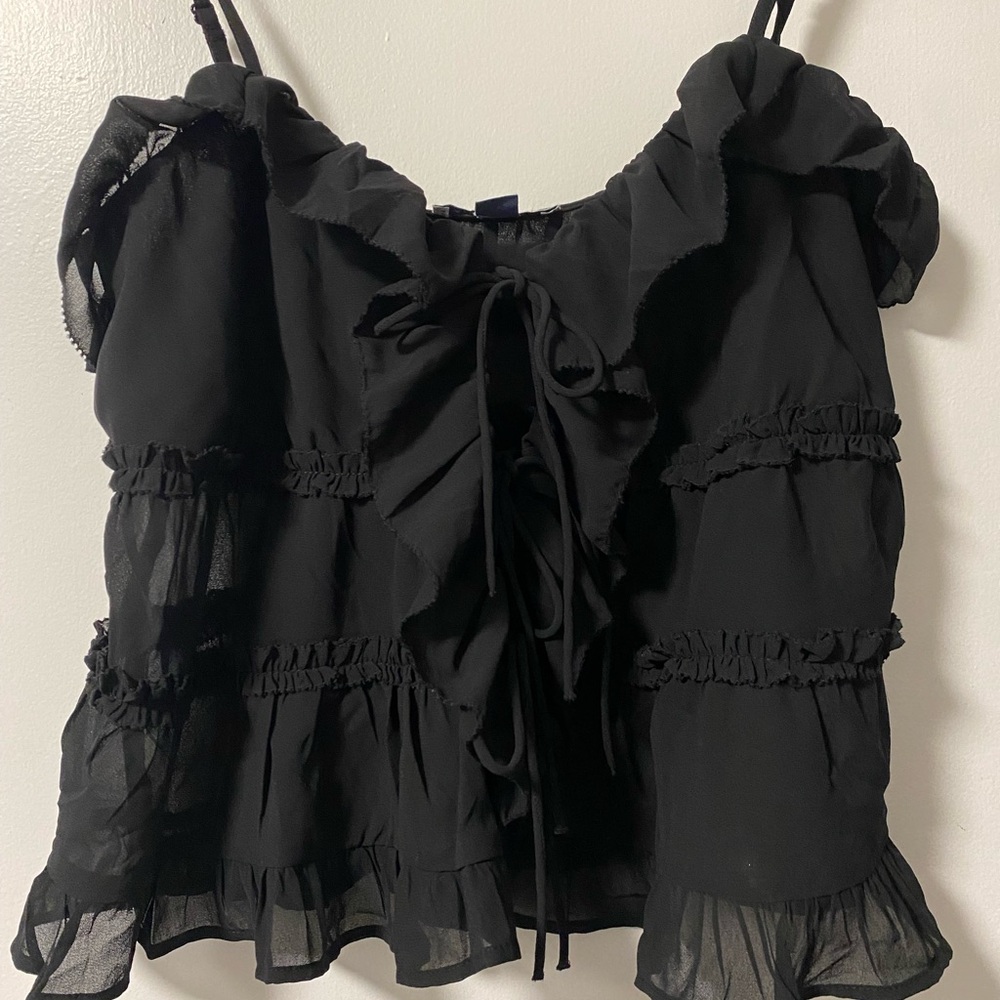 Elegant Black Ruffled Women's Top
